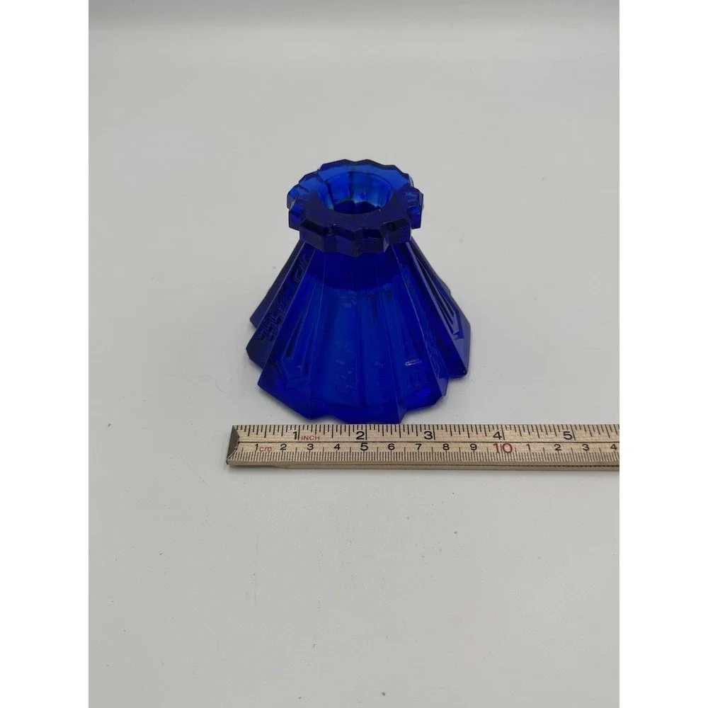 Vintage LE SMITH? Wigwam Candlestick 1930s Blue Cobalt Depression Glass